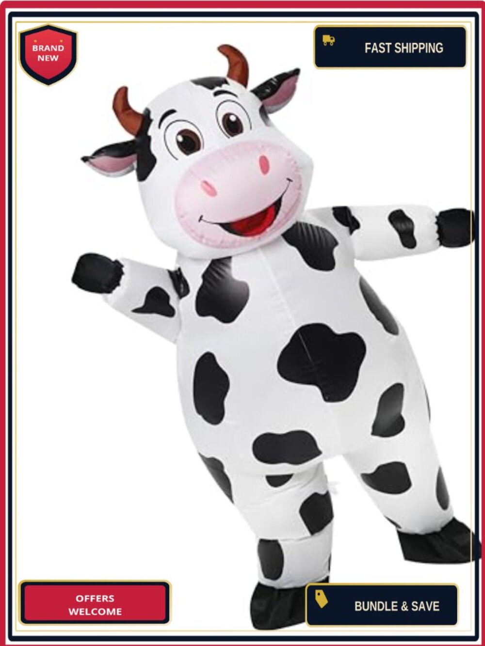 Inflatable Cow Costume Adult Funny Blow Up Halloween Cosplay